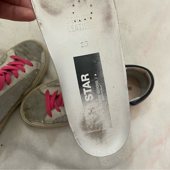 Golden Goose Hi Star sneakers in glitter with checkered pattern and white star - Picture 5 of 16